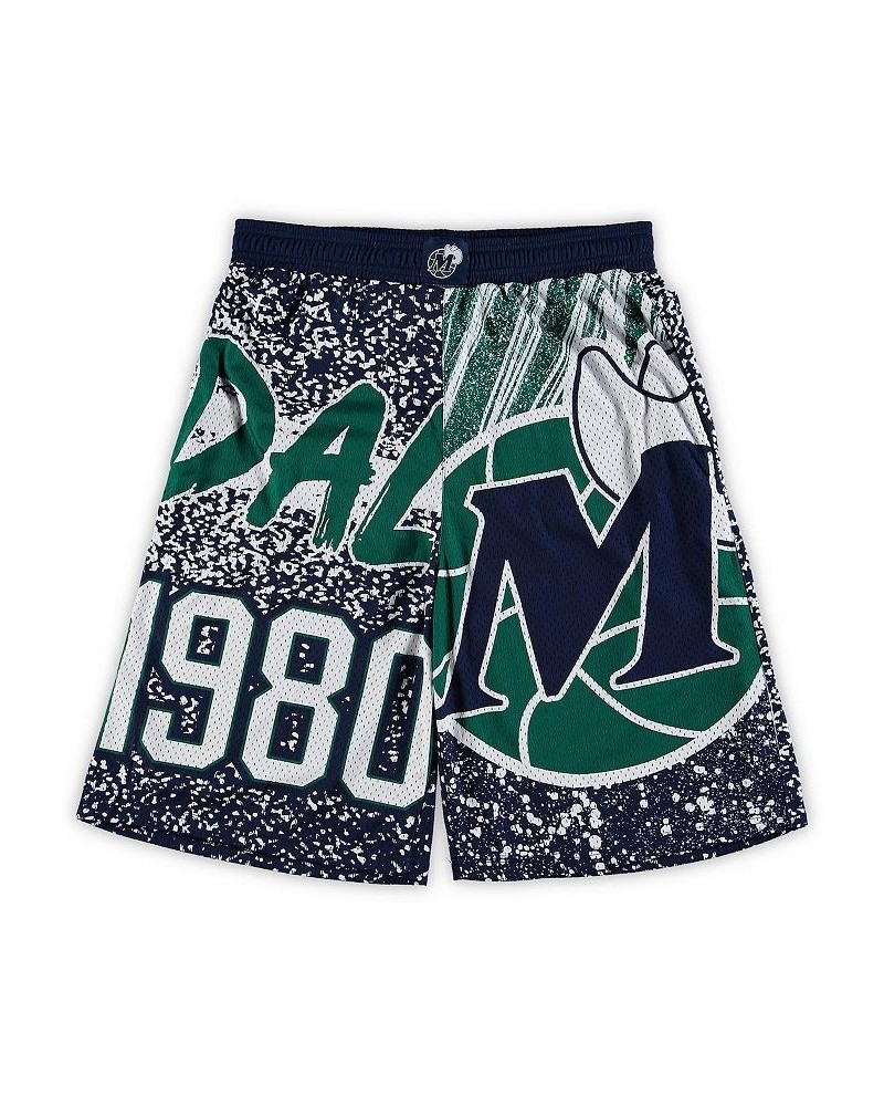 Men's Navy Dallas Mavericks Big and Tall Hardwood Classics Jumbotron Shorts $36.39 Shorts