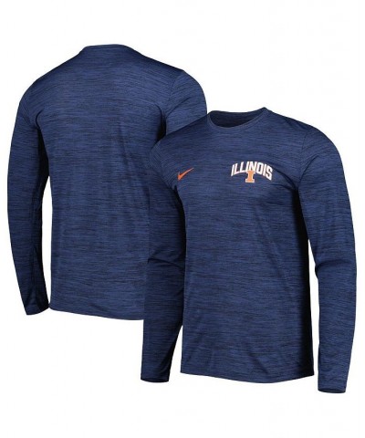 Men's Navy Illinois Fighting Illini Velocity Sideline Performance Space-Dye Long Sleeve T-shirt $26.95 T-Shirts