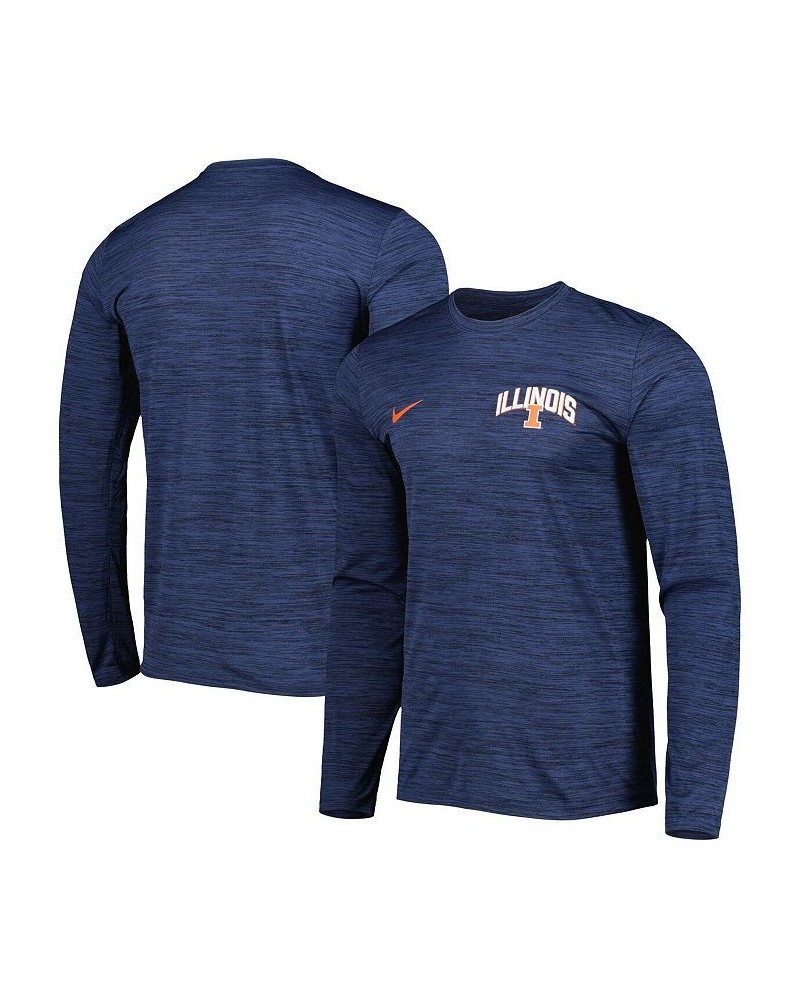 Men's Navy Illinois Fighting Illini Velocity Sideline Performance Space-Dye Long Sleeve T-shirt $26.95 T-Shirts