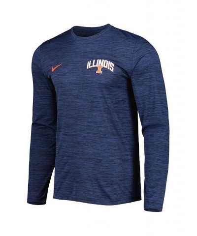 Men's Navy Illinois Fighting Illini Velocity Sideline Performance Space-Dye Long Sleeve T-shirt $26.95 T-Shirts