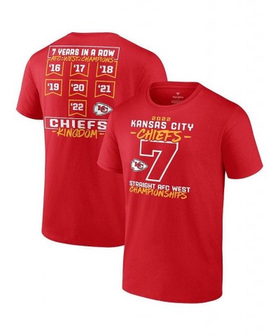 Men's Branded Red Kansas City Chiefs Seventh-Straight AFC West Division Championship T-shirt $22.56 T-Shirts