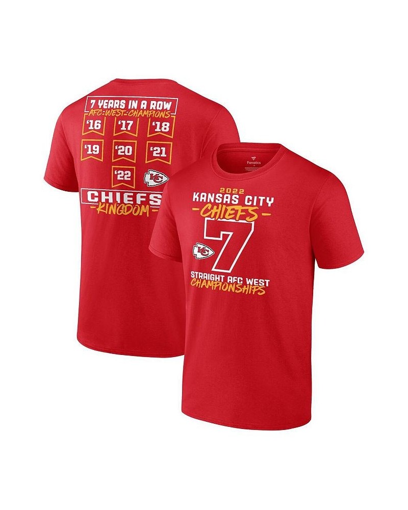 Men's Branded Red Kansas City Chiefs Seventh-Straight AFC West Division Championship T-shirt $22.56 T-Shirts