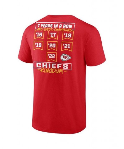 Men's Branded Red Kansas City Chiefs Seventh-Straight AFC West Division Championship T-shirt $22.56 T-Shirts