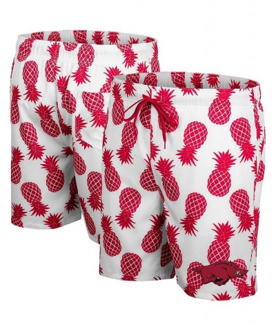 Men's White, Cardinal Arkansas Razorbacks Pineapple Swim Shorts $30.55 Swimsuits