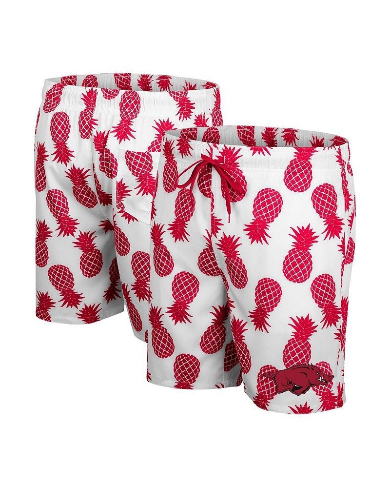 Men's White, Cardinal Arkansas Razorbacks Pineapple Swim Shorts $30.55 Swimsuits