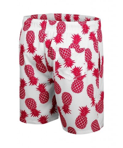 Men's White, Cardinal Arkansas Razorbacks Pineapple Swim Shorts $30.55 Swimsuits