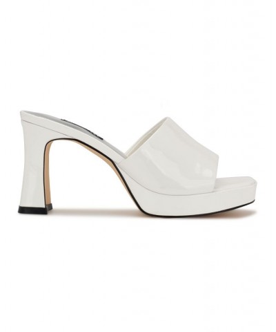 Women's Beez Square Toe Dress Slip-On Sandals White $38.95 Shoes