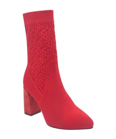 Women's Vartly Stretch Knit Bootie with Memory Foam Red $32.55 Shoes