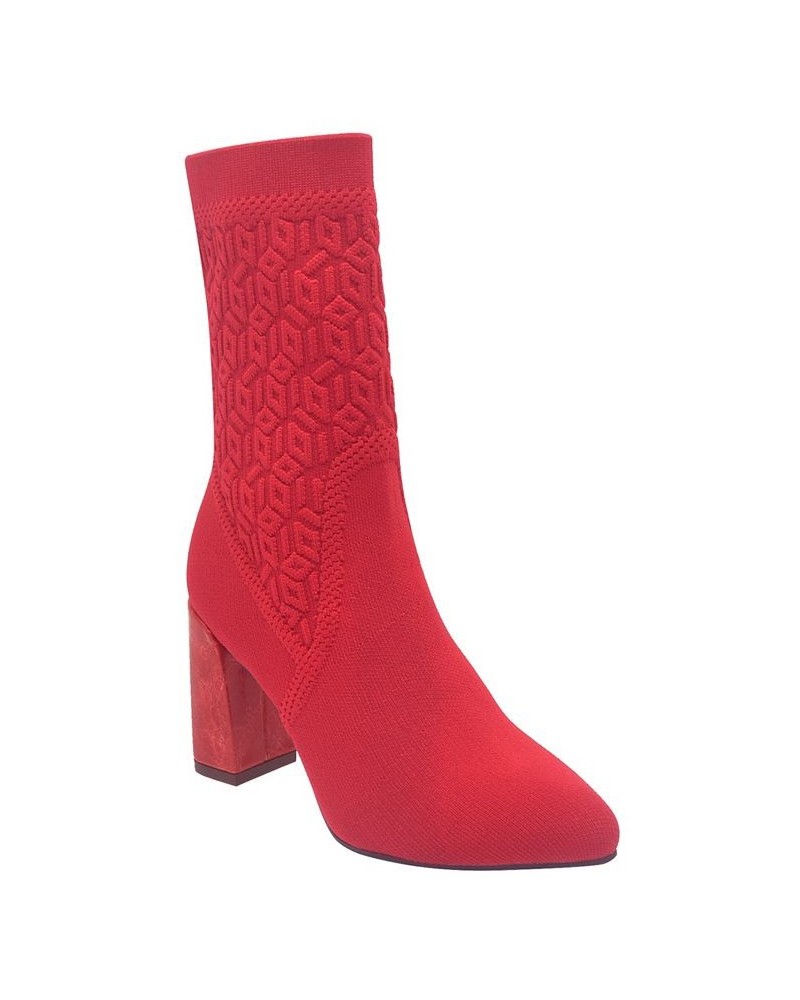 Women's Vartly Stretch Knit Bootie with Memory Foam Red $32.55 Shoes