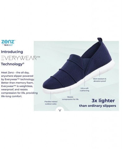 Zenz from Isotoner Women's Indoor/Outdoor Pintuck Lauren Slip-Ons Blue $15.90 Shoes