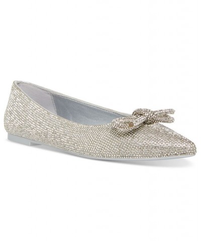 Women's Elina Embellished Rhinestone Bow Ballet Flats Multi $42.51 Shoes