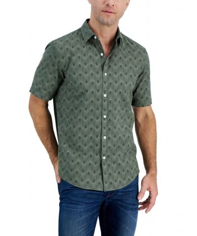 Men's Short-Sleeve Reebe Geometric-Print Shirt Green $11.87 Shirts