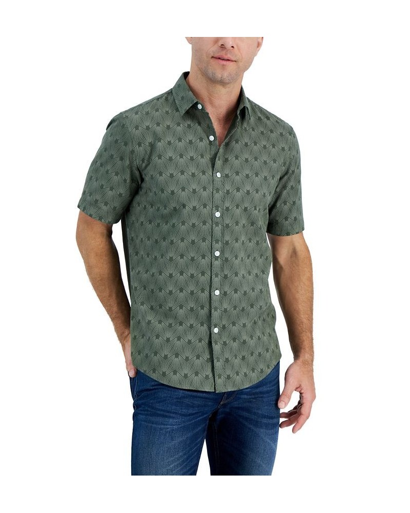 Men's Short-Sleeve Reebe Geometric-Print Shirt Green $11.87 Shirts