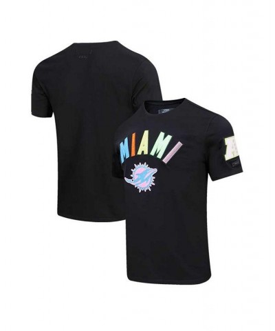 Men's Black Miami Dolphins Neon Graphic T-shirt $33.59 T-Shirts