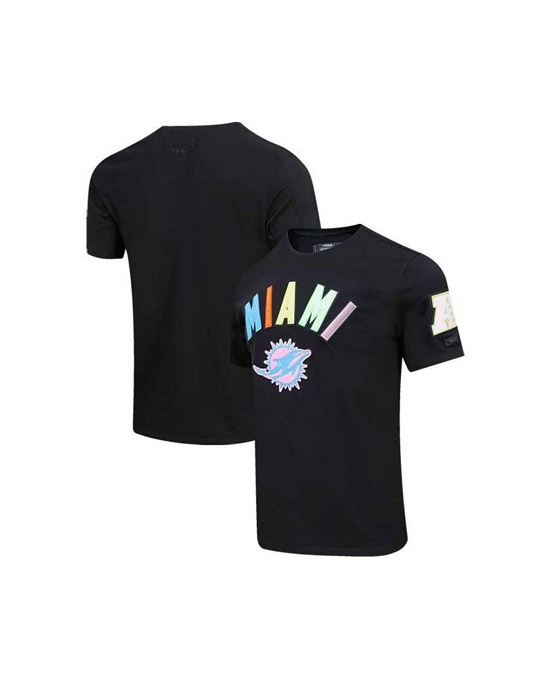 Men's Black Miami Dolphins Neon Graphic T-shirt $33.59 T-Shirts