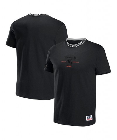 Men's NFL X Staple Black Cleveland Browns Embroidered Fundementals Globe Short Sleeve T-shirt $21.59 T-Shirts