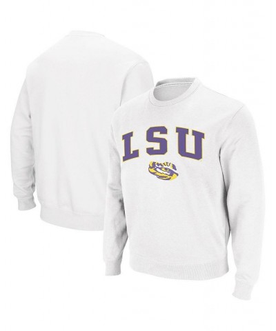 Men's White LSU Tigers Arch Logo Crew Neck Sweatshirt $24.60 Sweatshirt