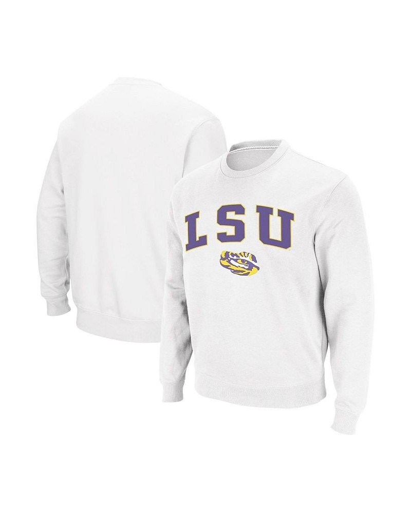 Men's White LSU Tigers Arch Logo Crew Neck Sweatshirt $24.60 Sweatshirt