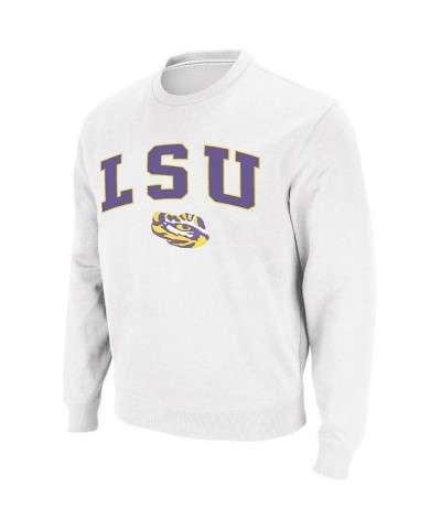 Men's White LSU Tigers Arch Logo Crew Neck Sweatshirt $24.60 Sweatshirt