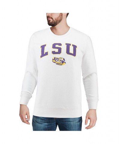 Men's White LSU Tigers Arch Logo Crew Neck Sweatshirt $24.60 Sweatshirt