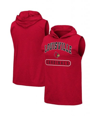 Men's Heathered Red Louisville Cardinals Varsity Hoodie Tank Top $18.80 T-Shirts