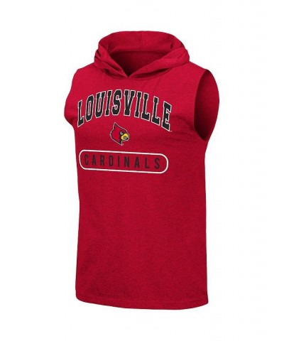 Men's Heathered Red Louisville Cardinals Varsity Hoodie Tank Top $18.80 T-Shirts