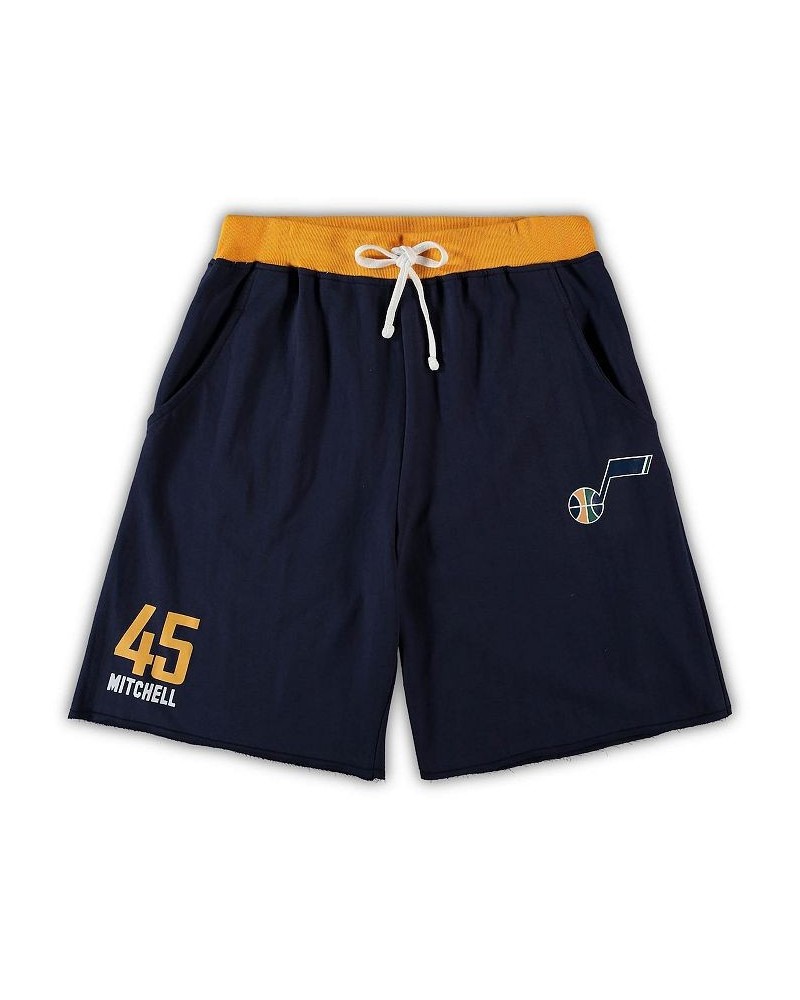 Men's Donovan Mitchell Navy Utah Jazz Big and Tall French Terry Name & Number Shorts $20.50 Shorts