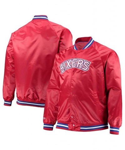 Men's Red Philadelphia 76ers Big and Tall Hardwood Classics Raglan Satin Full-Snap Jacket $48.10 Jackets