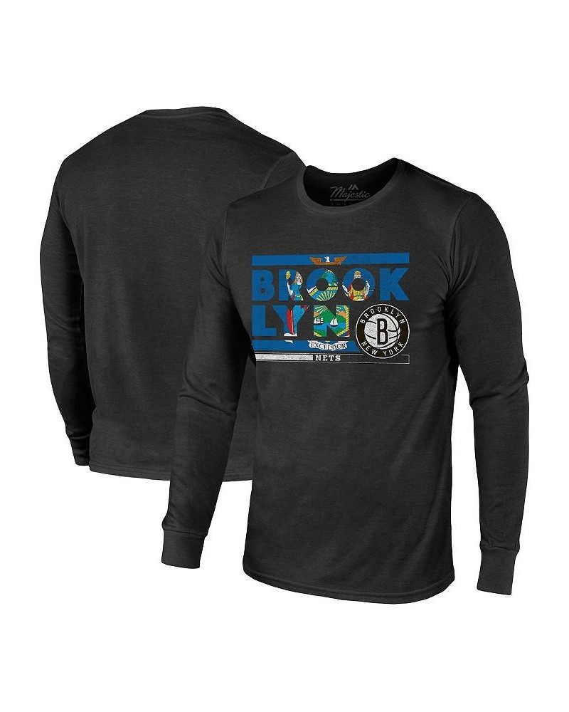 Men's Threads Black Brooklyn Nets City and State Tri-Blend Long Sleeve T-shirt $32.99 T-Shirts