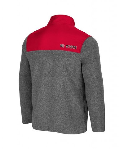 Men's Heathered Charcoal, Red NC State Wolfpack Huff Snap Pullover $30.75 Sweatshirt