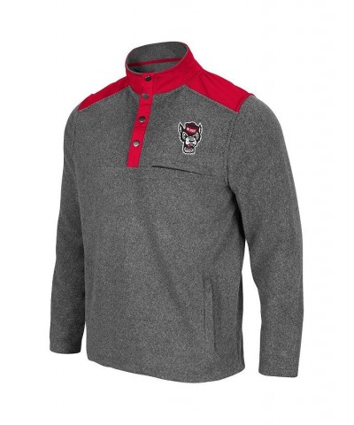 Men's Heathered Charcoal, Red NC State Wolfpack Huff Snap Pullover $30.75 Sweatshirt