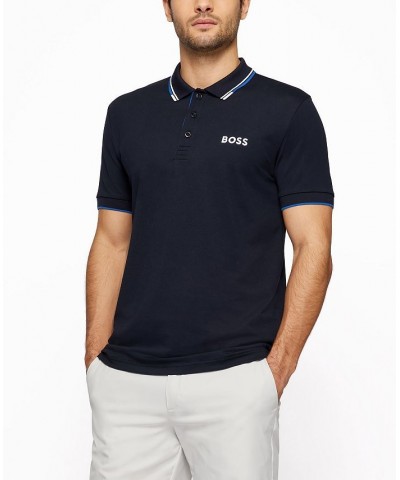 Boss Men's Cotton-Blend Polo Shirt Blue $40.96 Polo Shirts