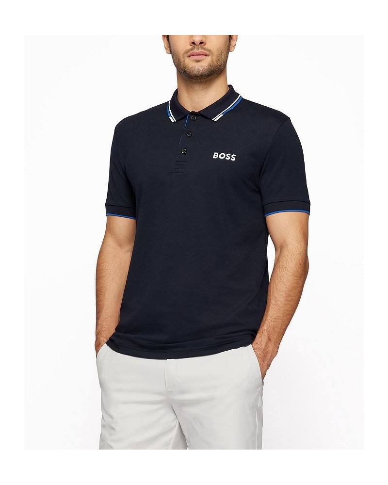 Boss Men's Cotton-Blend Polo Shirt Blue $40.96 Polo Shirts