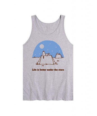 Men's Peanuts Life Under The Stars Tank Gray $16.45 T-Shirts