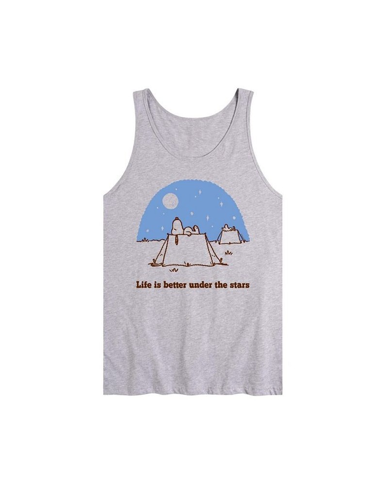 Men's Peanuts Life Under The Stars Tank Gray $16.45 T-Shirts