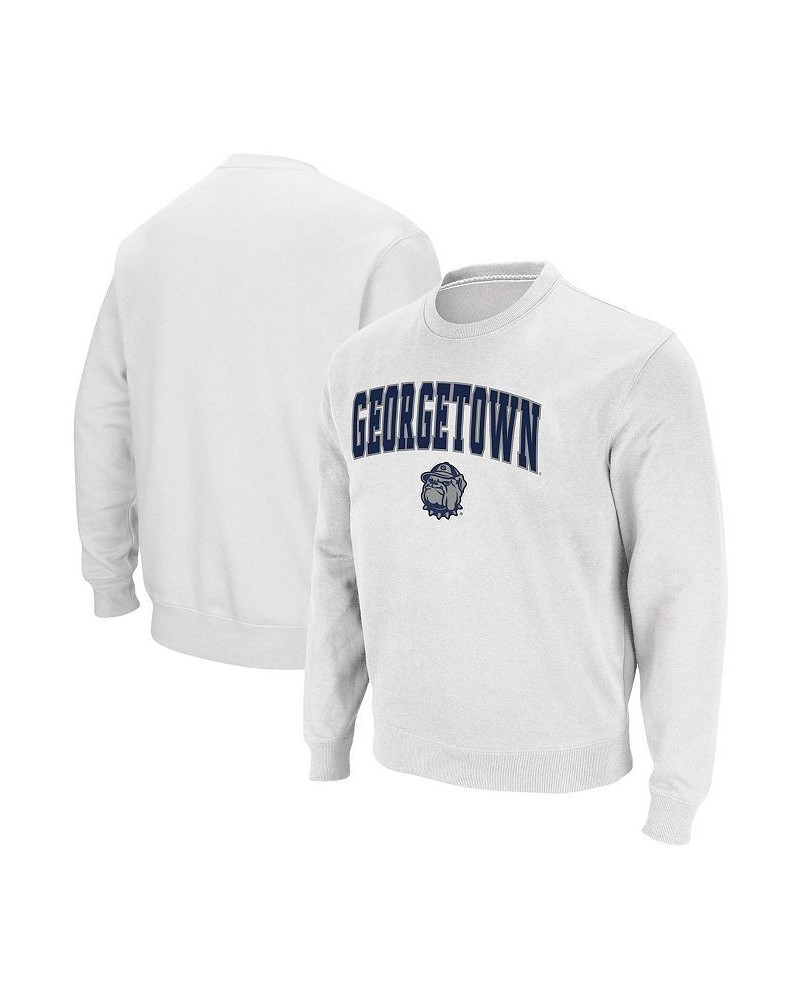 Men's White Georgetown Hoyas Arch Logo Tackle Twill Pullover Sweatshirt $32.99 Sweatshirt