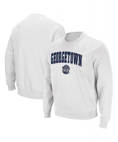 Men's White Georgetown Hoyas Arch Logo Tackle Twill Pullover Sweatshirt $32.99 Sweatshirt