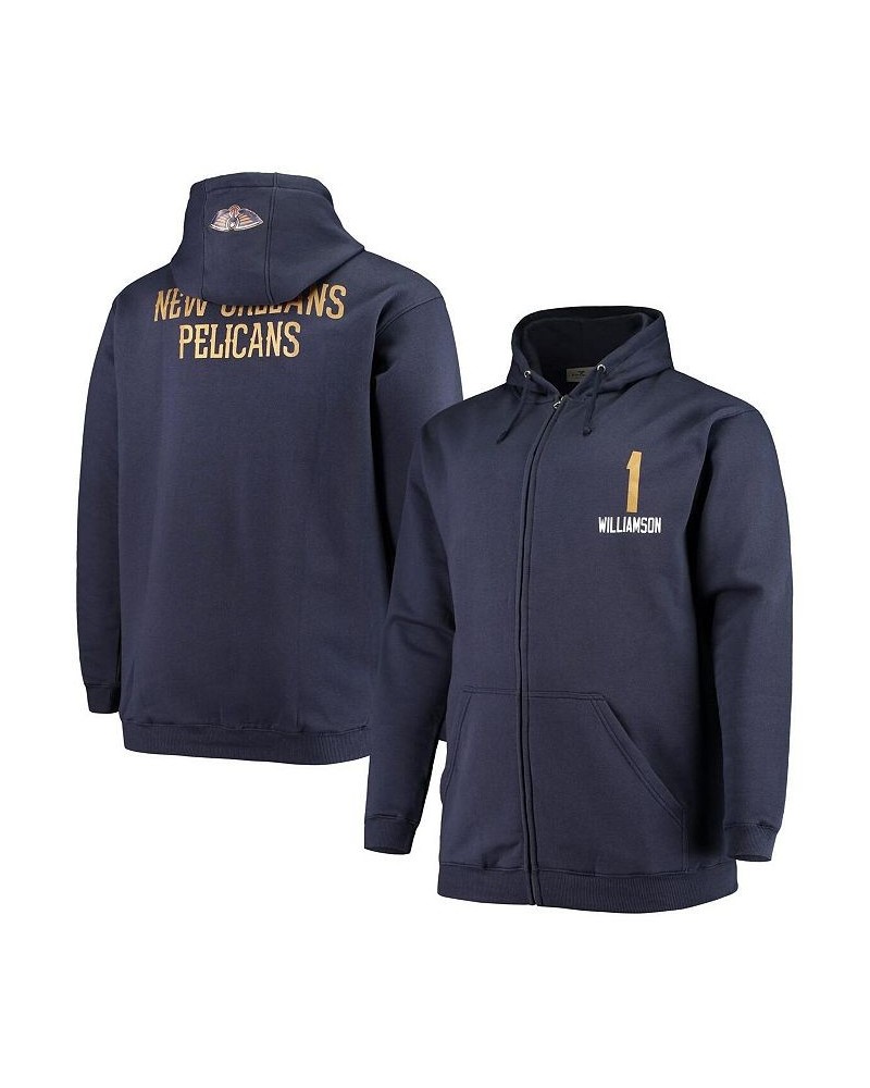 Men's Branded Navy New Orleans Pelicans Big and Tall Player Name and Number Full-Zip Hoodie Jacket $36.75 Jackets