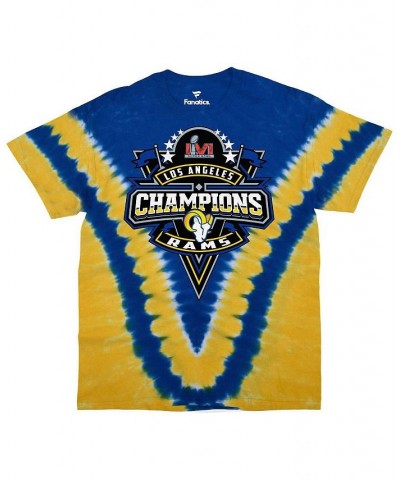 Men's Branded Blue Los Angeles Rams Super Bowl LVI Champions V-Dye T-shirt $18.50 T-Shirts