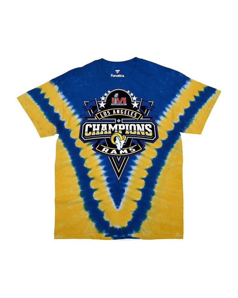 Men's Branded Blue Los Angeles Rams Super Bowl LVI Champions V-Dye T-shirt $18.50 T-Shirts