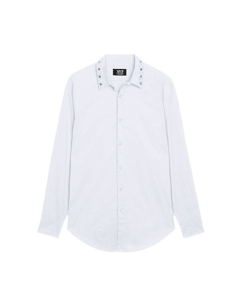 Men's Spike Collar Button-Down Shirt White $36.58 Shirts