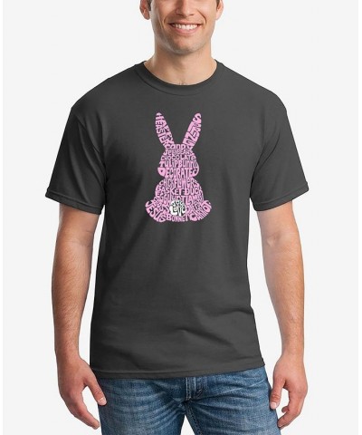 Men's Word Art Easter Bunny Short Sleeve T-shirt Gray $19.59 T-Shirts