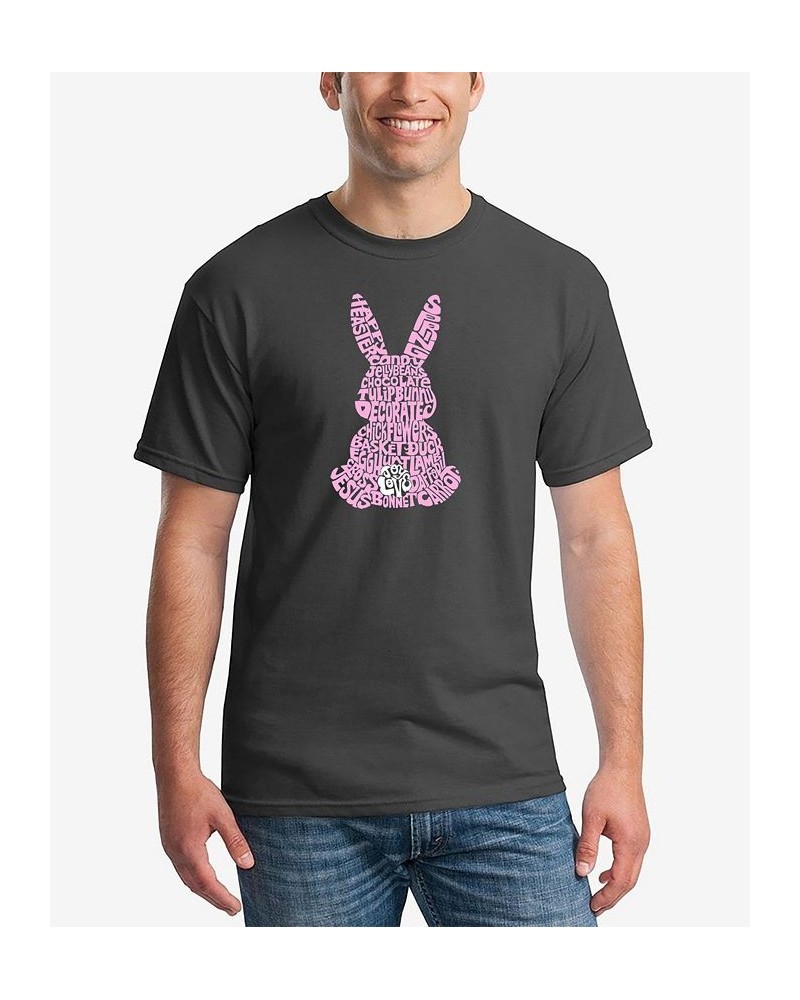 Men's Word Art Easter Bunny Short Sleeve T-shirt Gray $19.59 T-Shirts