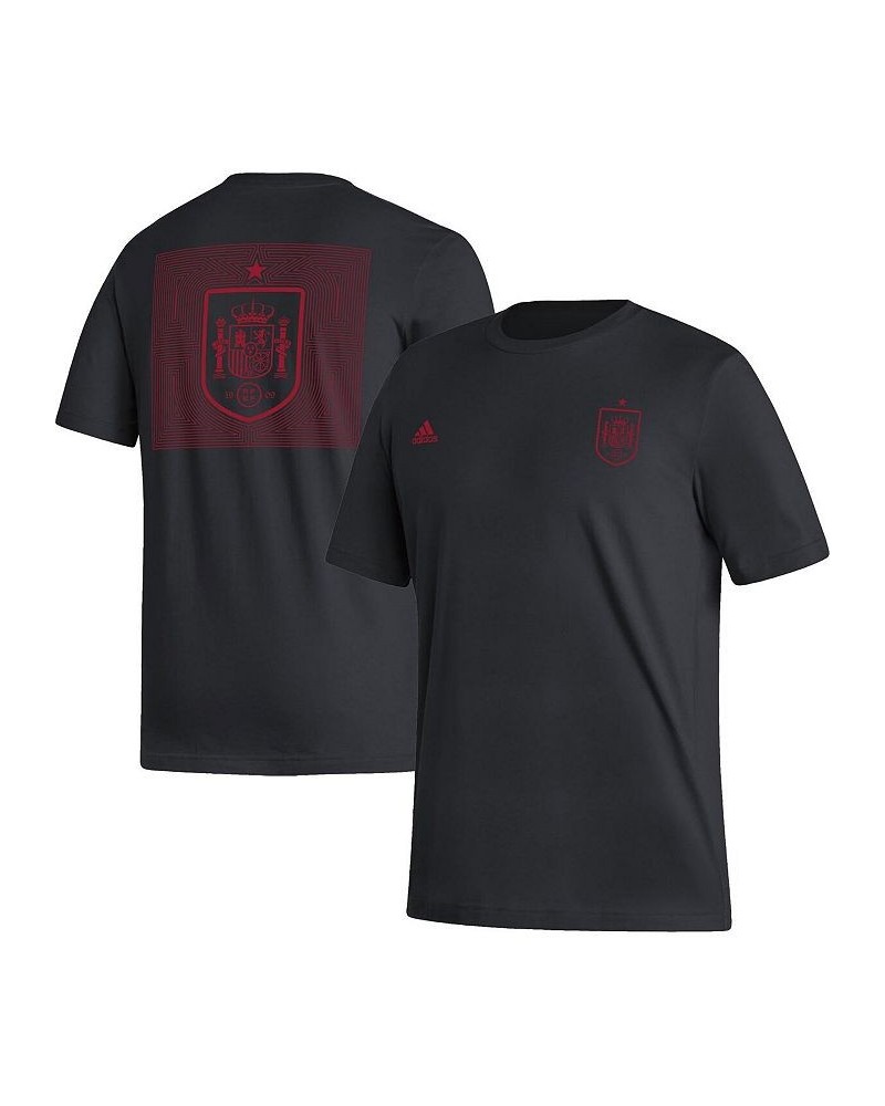 Men's Black Spain National Team Pattern Crest T-shirt $16.80 T-Shirts