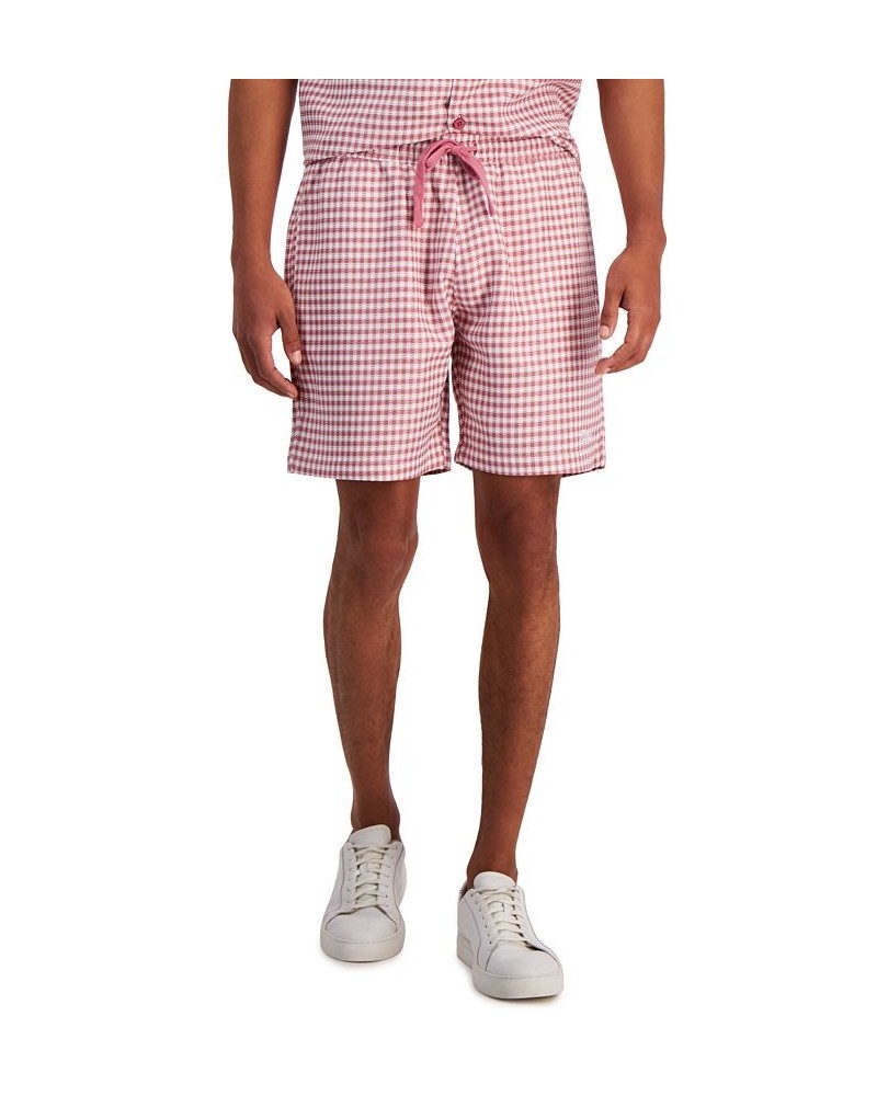 Men's Classic-Fit Check Drawstring Shorts Pink $31.20 Shorts