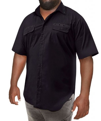 Mvp Collections Men's Big and Tall Spike Trim Short Sleeve Shirt Black $50.76 Shirts