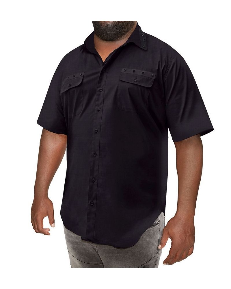 Mvp Collections Men's Big and Tall Spike Trim Short Sleeve Shirt Black $50.76 Shirts