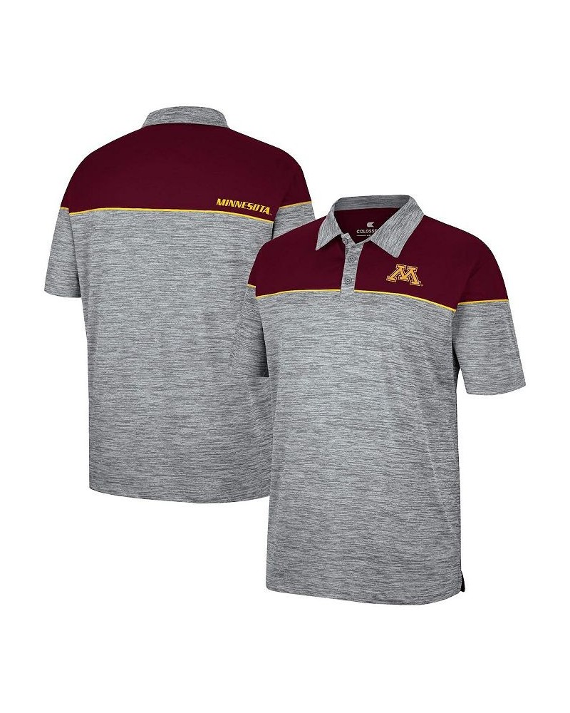 Men's Heathered Gray, Maroon Minnesota Golden Gophers Birdie Polo Shirt $28.20 Polo Shirts