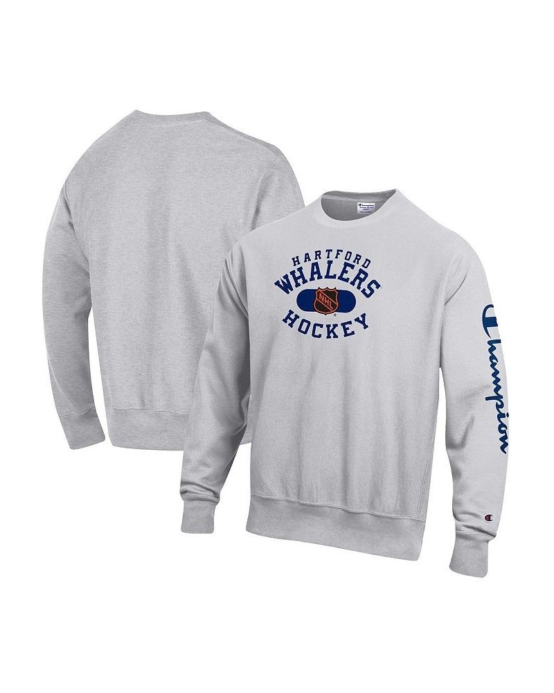 Men's Heathered Gray Hartford Whalers Reverse Weave Pullover Sweatshirt $27.06 Sweatshirt