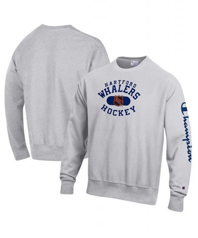 Men's Heathered Gray Hartford Whalers Reverse Weave Pullover Sweatshirt $27.06 Sweatshirt